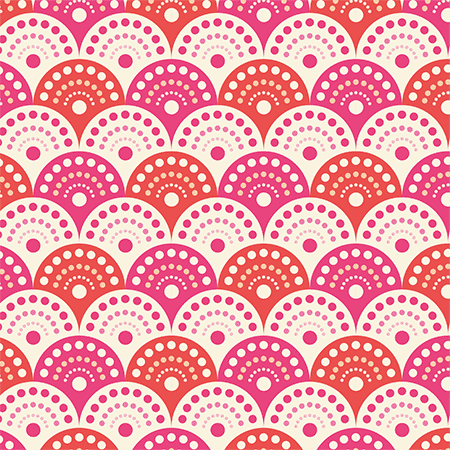 Scallop Muster Design, Wellendesign, pink, rot